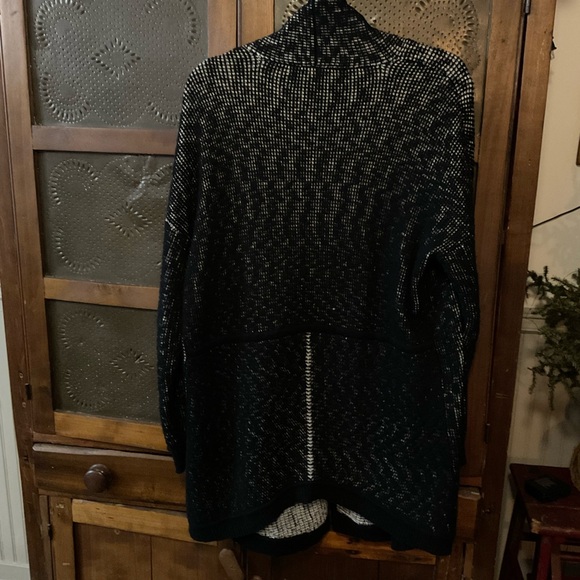 Eileen Fisher Black White Open Front Cardigan M - Picture 4 of 7